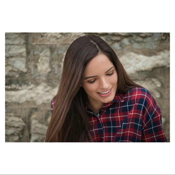 J.O.A. High-low Boyfriend-Style Flannel - Picture 2 of 5